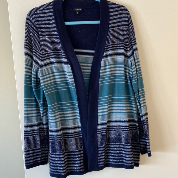 Beautiful Talbots striped open front cardigan sweater - Picture 1 of 5
